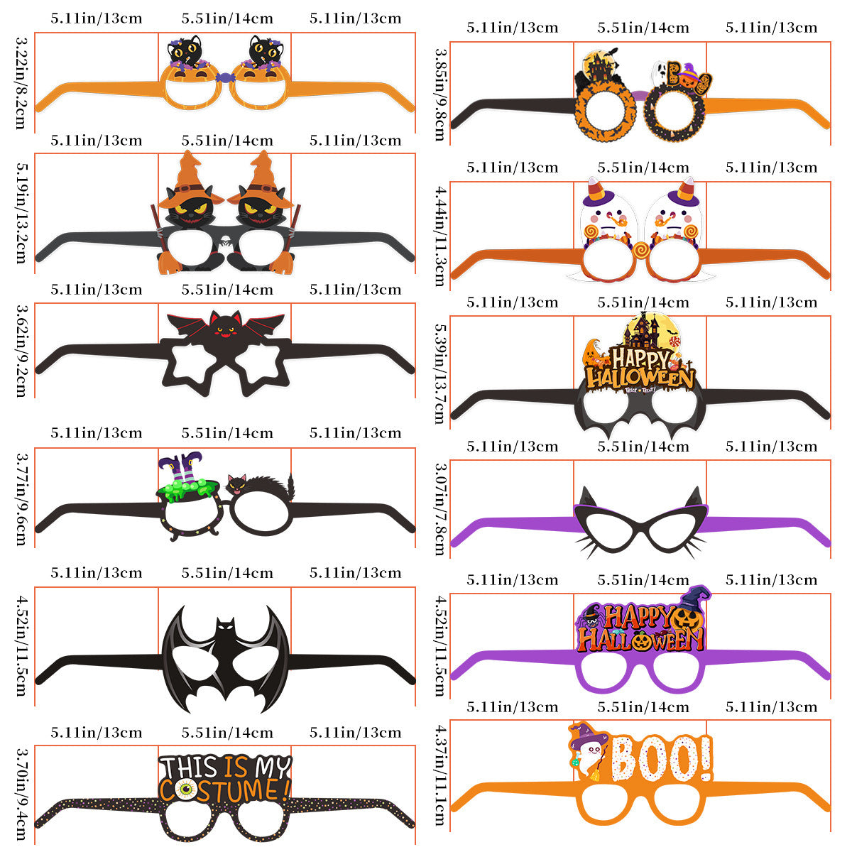 Halloween Ball Party Dress Up Pumpkin Bat Ghost Paper Glasses