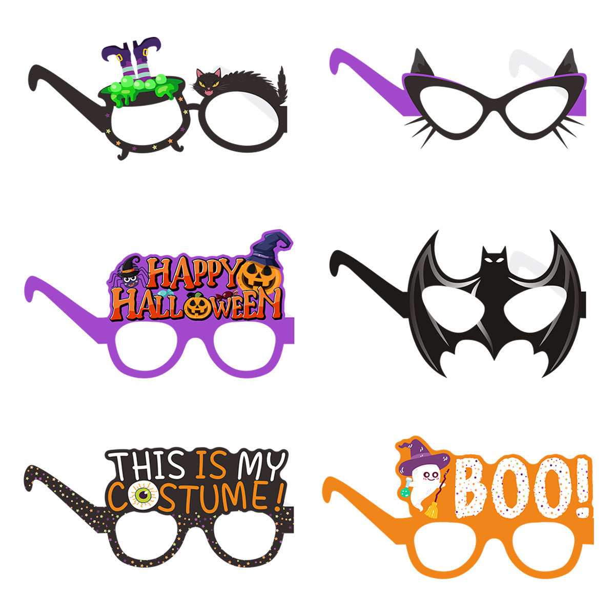 Halloween Ball Party Dress Up Pumpkin Bat Ghost Paper Glasses