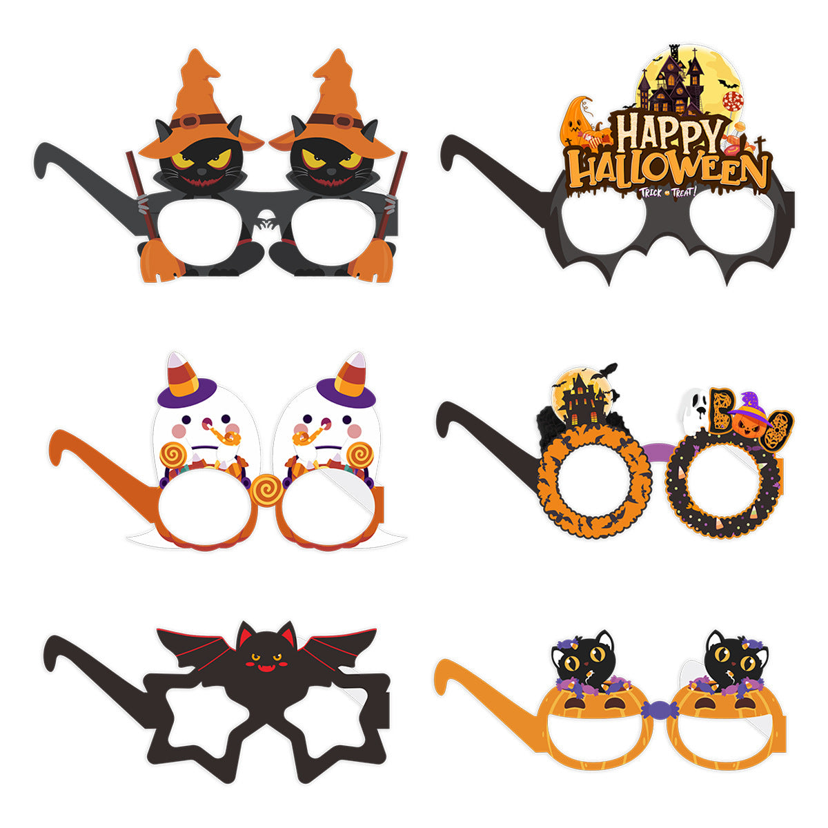 Halloween Ball Party Dress Up Pumpkin Bat Ghost Paper Glasses