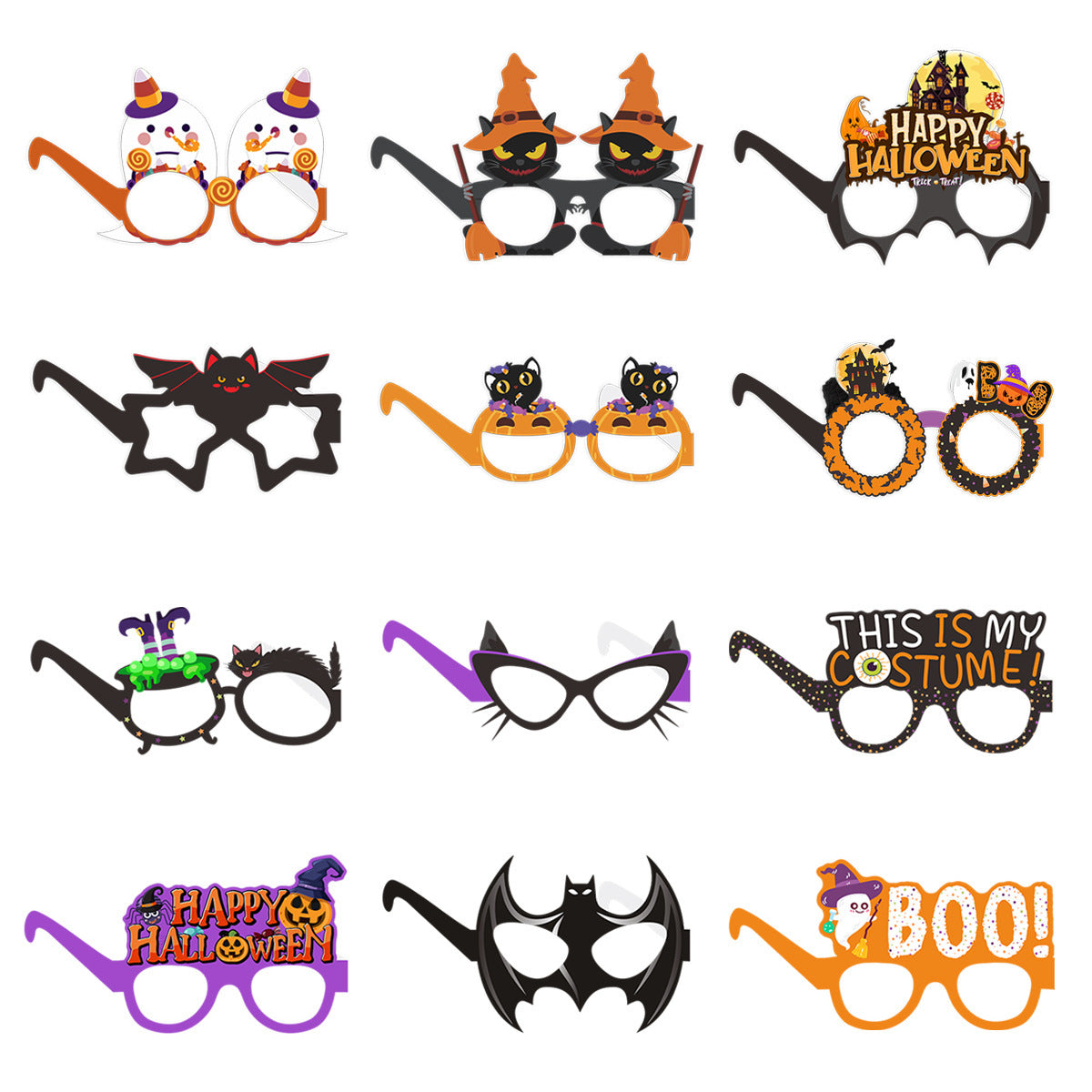 Halloween Ball Party Dress Up Pumpkin Bat Ghost Paper Glasses